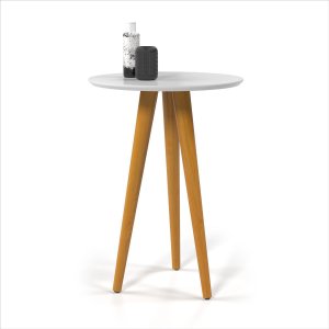 Mesa Apoio Lateral 4601 46x60 Pés Palito em Madeira Borda Invertida Mdf Branco - Ofertamo
