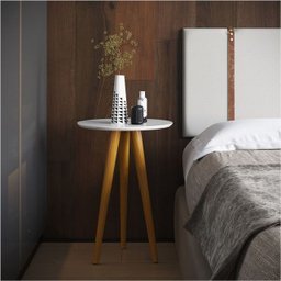 Mesa Apoio Lateral 4601 46x60 Pés Palito em Madeira Borda Invertida Mdf Branco - Ofertamo - 3