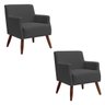 Kit 2 Poltronas Decorativa Nagoya Pés Madeira Camurça Cinza - Gran Belo Decor - 1