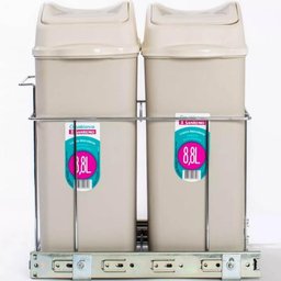 Lixeira Dupla Deslizante 8,8l de Embutir Armário Cozinha Basculante com Corrediça - 1