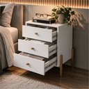 Ver imagem 3 de Cômoda de Cabeceira 3 Gavetas 100% MDF com Pintura UV e Pés em Metal 49x62x38cm Branco Fosco