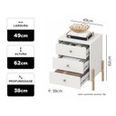 Ver imagem 2 de Cômoda de Cabeceira 3 Gavetas 100% MDF com Pintura UV e Pés em Metal 49x62x38cm Branco Fosco