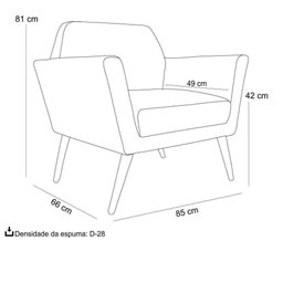 Kit 2 Poltronas Decorativas Copenhague Pés Madeira Sintético Vermelho - Arteclasse - 4