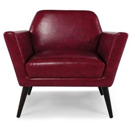 Kit 2 Poltronas Decorativas Copenhague Pés Madeira Sintético Vermelho - Arteclasse - 3