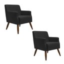 Ver imagem 1 de Kit 2 Poltronas Decorativa Nagoya Pés Madeira Corano Preto - Gran Belo Decor