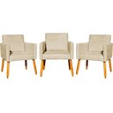 Ver imagem 1 de Kit 3 Poltronas Decorativa para Sala Recepção Consultório Escritório Nina Tecido Suede