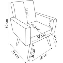 Kit 3 Poltronas para Sala Recepção Consultório Nina Suede Cores Pé Palito 30cm Castanho - 8