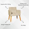 Kit 3 Poltronas para Sala Recepção Consultório Nina Suede Cores Pé Palito 30cm Castanho - 3