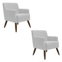 Ver imagem 1 de Kit 2 Poltronas Decorativa Nagoya Pés Madeira Corano Branco - Gran Belo Decor