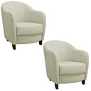 Ver imagem 1 de Kit 2 Poltronas Kairós com Pés Madeira Couro Off White - Gran Belo