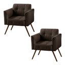 Ver imagem 1 de Kit 2 Poltronas Decorativa Bia Couro Marrom