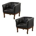 Ver imagem 1 de Kit 2 Poltronas Decorativa Noah Couro Brilho Natural Preto