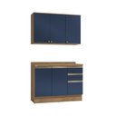 Ver imagem 2 de Armário de Cozinha Compacta 100% Mdf 120cm Nogueira/azul Profundo Celeste Kappesberg