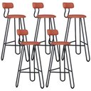 Ver imagem 1 de Kit 05 Banqueta Alta Bar Cozinha Sala de Jantar Áris C01 Preto Courino Terra Rosê - Lyam Decor