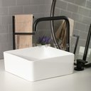 Ver imagem 2 de Cuba De Apoio Para Banheiro Quadrada Slim Louça Cerâmica 31 cm Crisoprásio Pingoo.casa - Branco