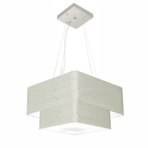 Lustre Pendente Quadrado Duplo Md-4157 Cupula Tec 25/40x35cm Rustico Cinza