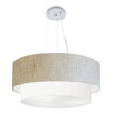 Ver imagem 1 de Lustre Pendente Cilíndrico Vivare Md-4371 Cúpula Tecido 80x70cm - Rustico Bege / Branco