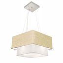 Ver imagem 1 de Lustre Pendente Quadrado Duplo Md-4157 Cupula Tec 25/40x35cm Rustico Bege-Branco