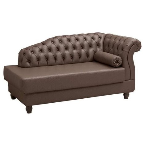 Chaise Estofada com Pés de Madeira Veracruz Tcs-357 Marrom - Laura Lar