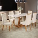 Ver imagem 1 de Mesa de Jantar 6 Lugares Los Angeles com Vidro Mel/off White/veludo Pastel - Panorama Móveis