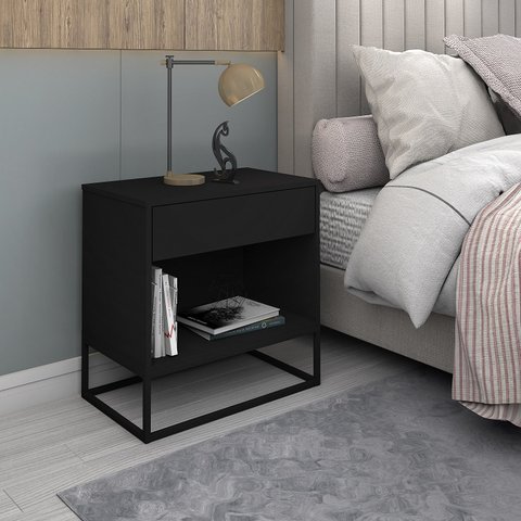 Mesa de Cabeceira Malta 45cm Base em Ferro