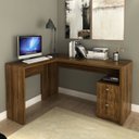 Ver imagem 1 de Mesa Escritorio de Canto Escrivaninha 2 Gavetas Nogal - Tecno Mobili
