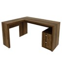 Ver imagem 4 de Mesa Escritorio de Canto Escrivaninha 2 Gavetas Nogal - Tecno Mobili