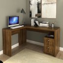 Ver imagem 1 de Mesa para Escritório de Canto 1,36x1,13m 2 Gavetas Várias Cores Me4129 Tecno Mobili - Nogal