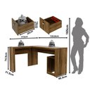 Ver imagem 2 de Mesa para Escritório de Canto 1,36x1,13m 2 Gavetas Várias Cores Me4129 Tecno Mobili - Nogal