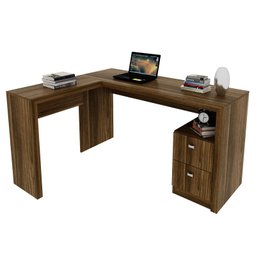 Mesa para Escritório de Canto 1,36x1,13m 2 Gavetas Várias Cores Me4129 Tecno Mobili - Nogal - 3
