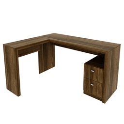 Mesa Escritorio de Canto Escrivaninha 2 Gavetas Nogal - Tecno Mobili - 5 Mesa Escritorio de Canto Escrivaninha 2 Gavetas Nogal - Tecno Mobili - 5