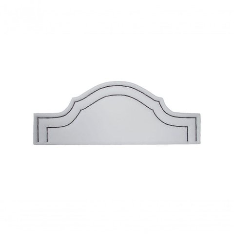 Cabeceira King Luxo 193x60 Courino Branco Tachas Fumê