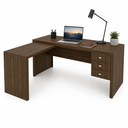 Ver imagem 2 de Mesa de Escritório de Canto com 3 Gavetas ME4106 Nogal - Tecno Mobili