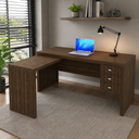 Ver imagem 1 de Mesa de Escritório de Canto com 3 Gavetas ME4106 Nogal - Tecno Mobili