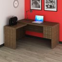 Ver imagem 1 de Mesa para Escritório de Canto 3 Gavetas Me4106 Tecno Mobili - Nogal