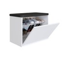 Ver imagem 4 de Sapateira Puff Solteiro 9 Pares com Estofado Quarto Branco/Preto