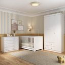 Ver imagem 2 de Quarto de Bebê Completo Berço Americano 3 em 1 Colchão Encanto Multimóveis Mp4605 Branco