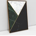 Ver imagem 1 de Quadro Decorativo em Canvas Geométrico Mármore Verde, Preto e Branco TaColado Moldura Flutuante 4,5c