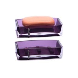 Kit Banheiro em Acrílico 4 Peças Lavabo Porta Sabonete Roxo - 5