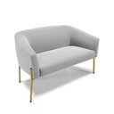 Ver imagem 2 de Sofá Namoradeira e Poltrona Pé de Ferro Dourado Stella Suede D03 - D'Rossi Cinza