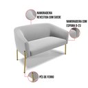 Ver imagem 6 de Sofá Namoradeira e Poltrona Pé de Ferro Dourado Stella Suede D03 - D'Rossi Cinza