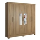Ver imagem 4 de Cômoda Montevidéu e Guarda Roupa Casal Prático Amêndola Touch com Espelho - Demóbile