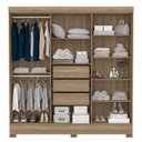 Ver imagem 5 de Cômoda Montevidéu e Guarda Roupa Casal Prático Amêndola Touch com Espelho - Demóbile