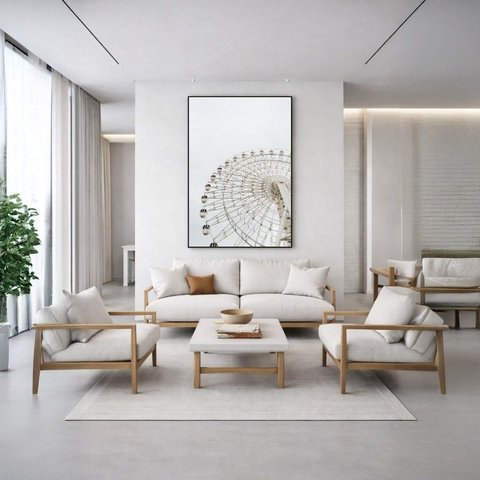 Canvas Roda Gigante Off White 90x60cm Mold Preta