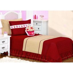 Cobre Leito Lollipop Menina Solteiro Vinho Estampa Divertida com 3 peças - 1 Cobre Leito Lollipop Menina Solteiro Vinho Estampa Divertida com 3 peças - 1