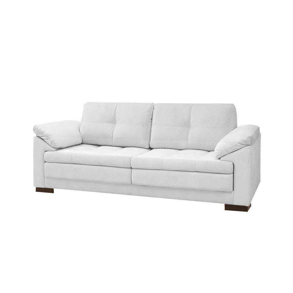 Sofá Retrátil Balli 2,15M Couro Legitimo Branco MadeiraMadeira