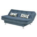 Ver imagem 3 de Sofá Cama Casal Salomé com Pés de Alumínio Suede Pena Azul - Matrix