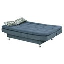 Ver imagem 4 de Sofá Cama Casal Salomé com Pés de Alumínio Suede Pena Azul - Matrix