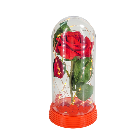 Luminária a Rosa Encantada C/ Tribais Vermelhos a Bela e a Fera - Vermelho