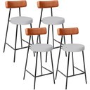 Ver imagem 1 de Kit 04 Banquetas Baixa Cozinha Sala Jantar Bancada Milão L02 Couríssimo Camel Linho Cinza - lyam dec